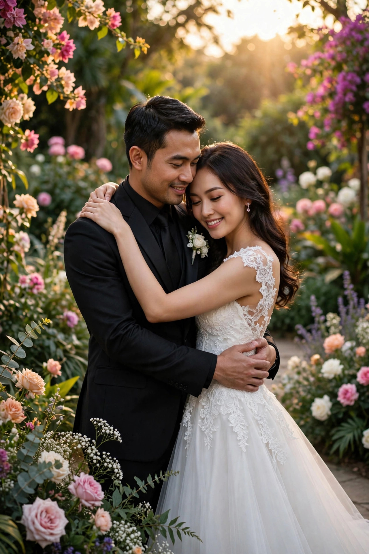 Latar foto model pasangan pengantin